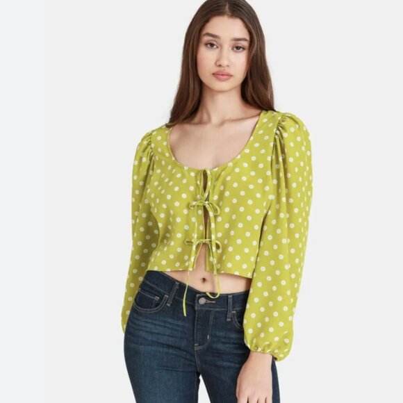 NWT Levi's Floral Tie Detail Embry Blouse Green Large - Picture 2 of 7
